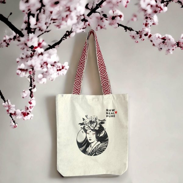 Peony woman tote bag